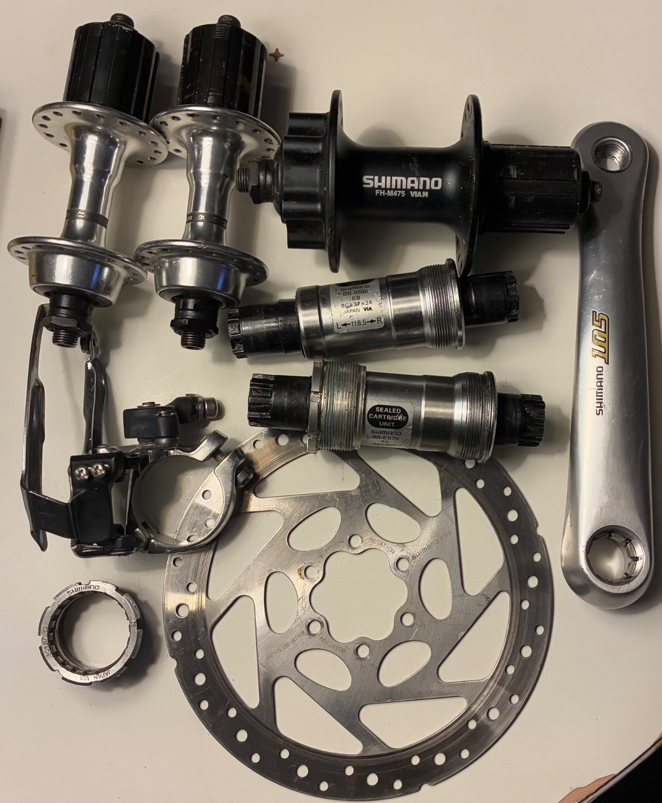 Shimano Mountain & Road Bike Parts Lot (10) Brackets Hubs Rotor Vintage Untested