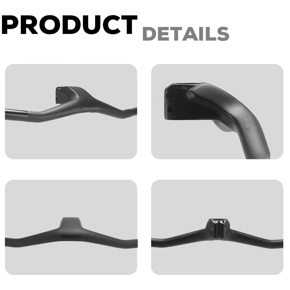 740mm -40° Full Carbon Fiber Integrated MTB Handlebar Black Matte with Mount