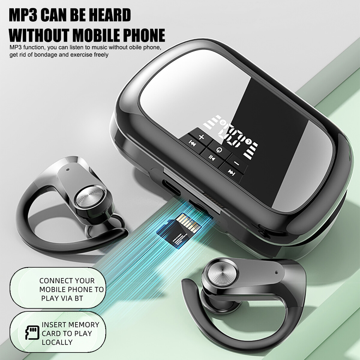 Wireless Bluetooth 5.0 Headset TWS Earphones Earbuds Stereo Headphones Ear Hook