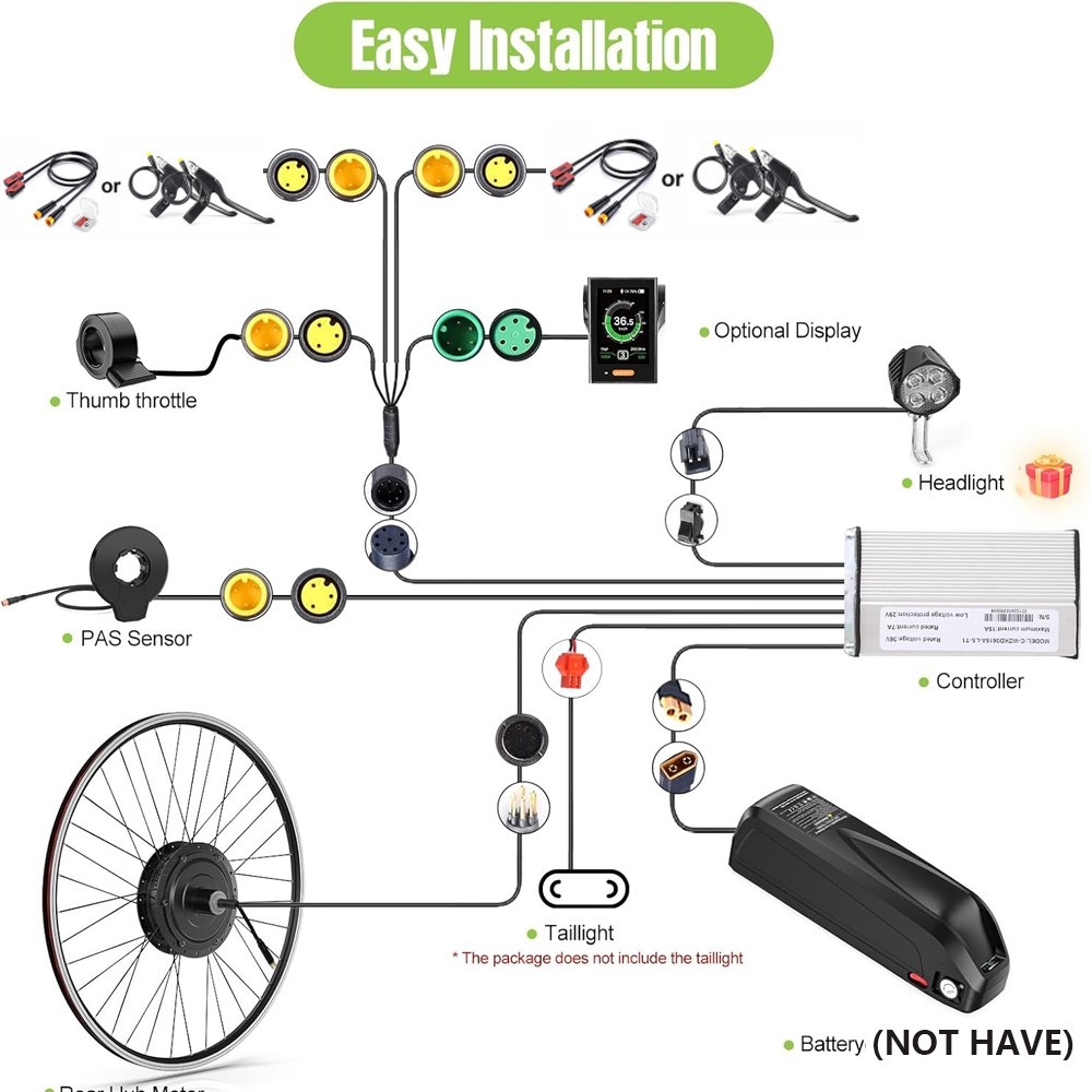 48V 500W Bafang Front hub Motor 20»26»700C Wheel Electric Bike Conversion Kits