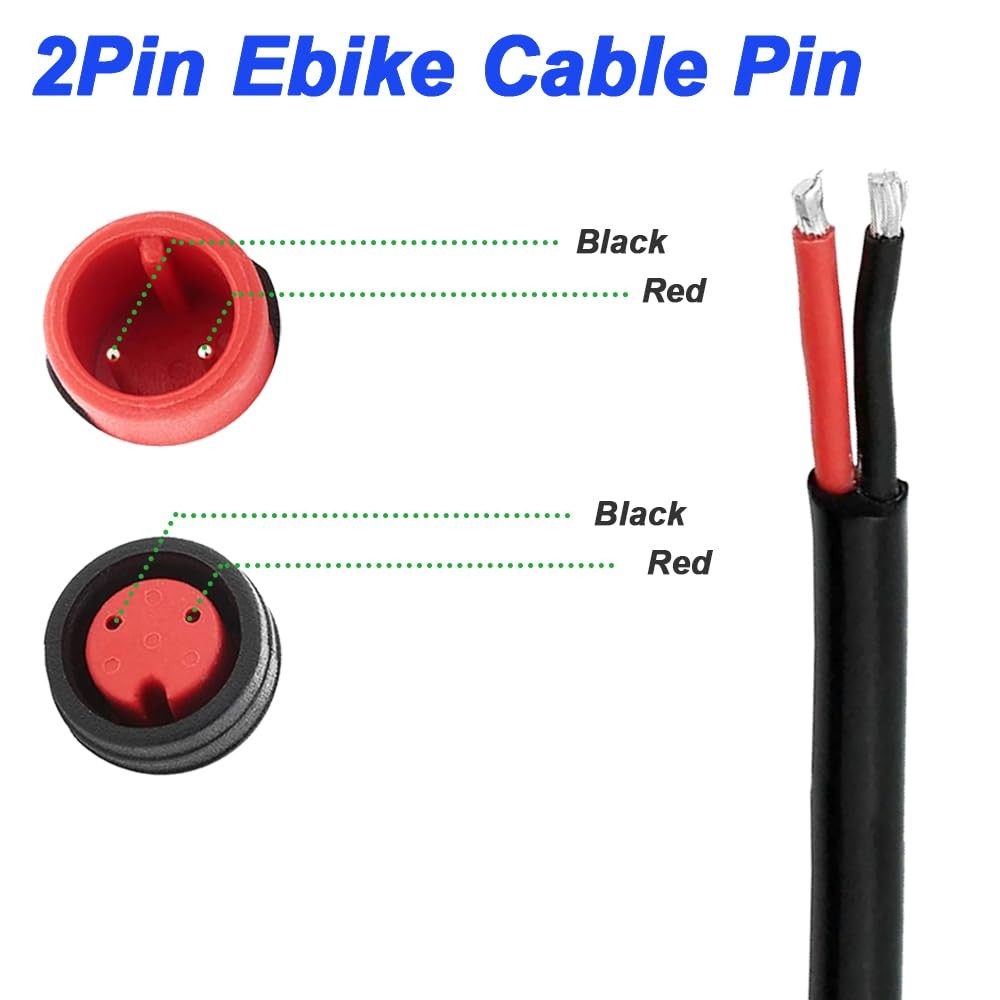 2 PCS 2 Pin YSplitter Male To Dual Female Ebike Extension Cable Cord 1 To 2
