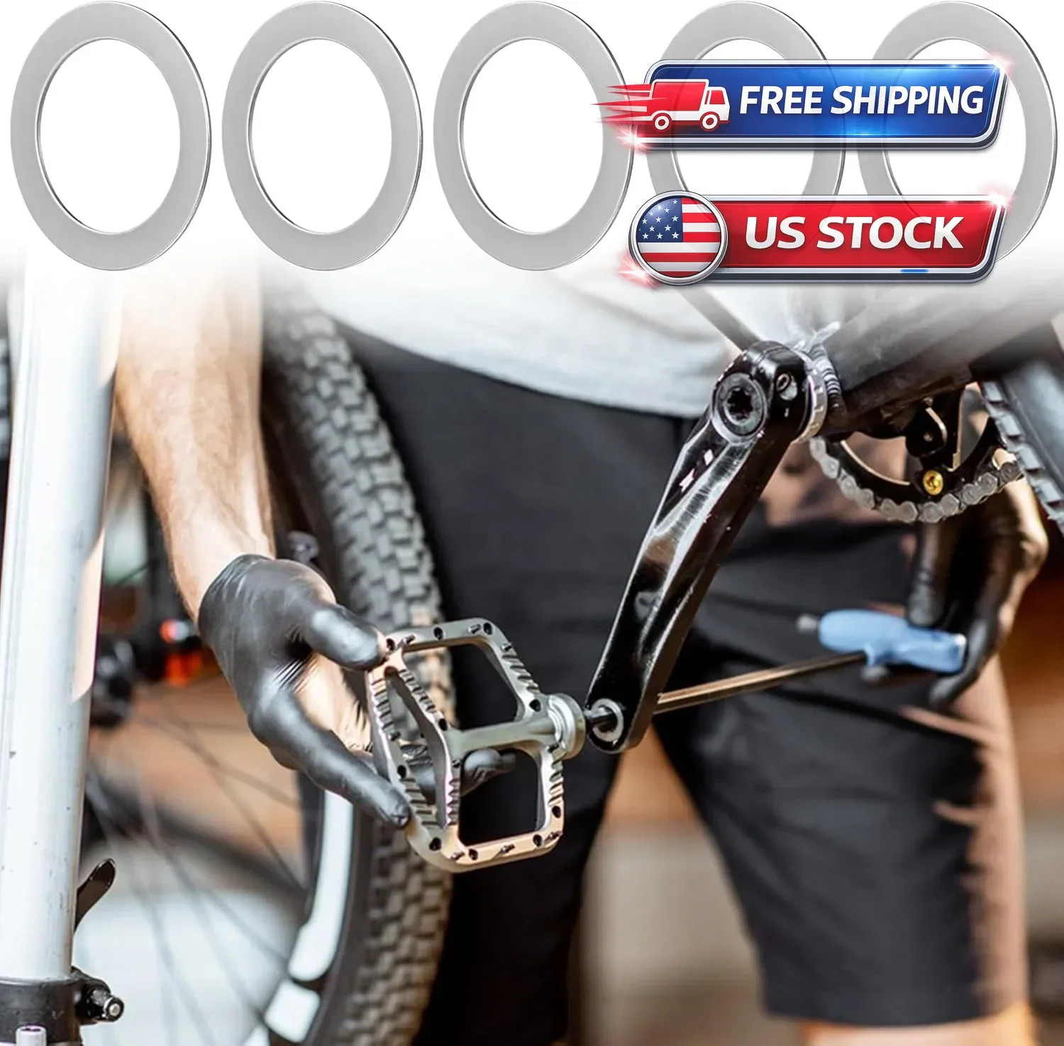 15PCS Pedal Washers Spacers, 9/16” Road Bike Pedal Extenders Bicycle Stainles…