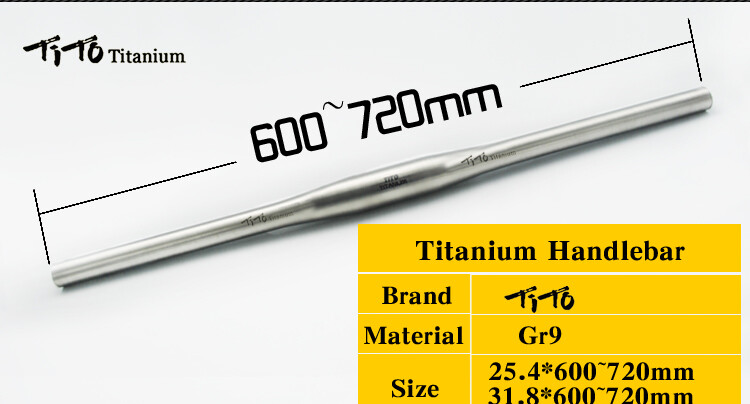 Titanium Flat Handle Bar 25.4/31.8*580-740mm-Mountain Bike/MTB Double Butted Ti