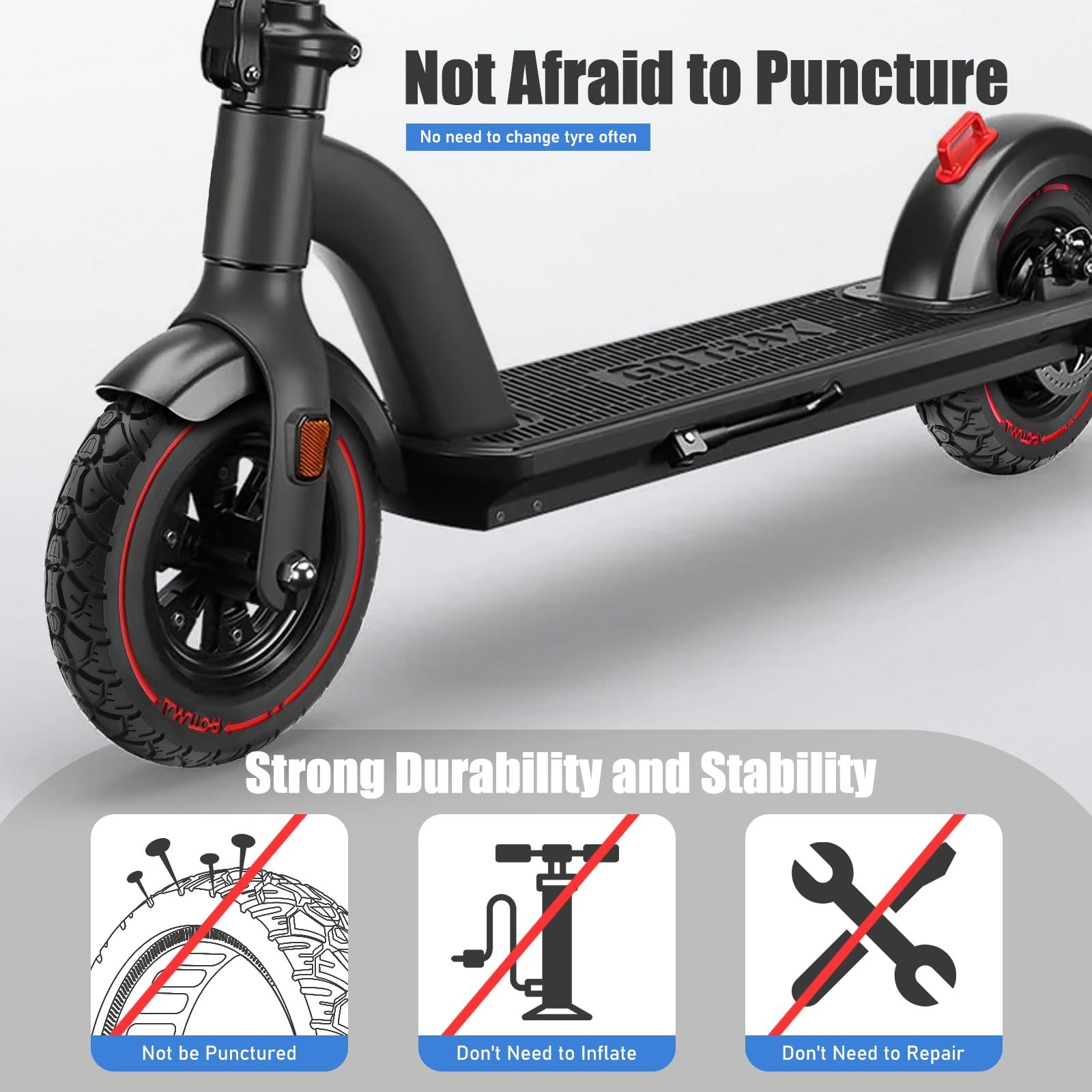Amitor 10X2.125 Off Road Tire For Electric Scooter 10 Inch Solid Rubber Tires