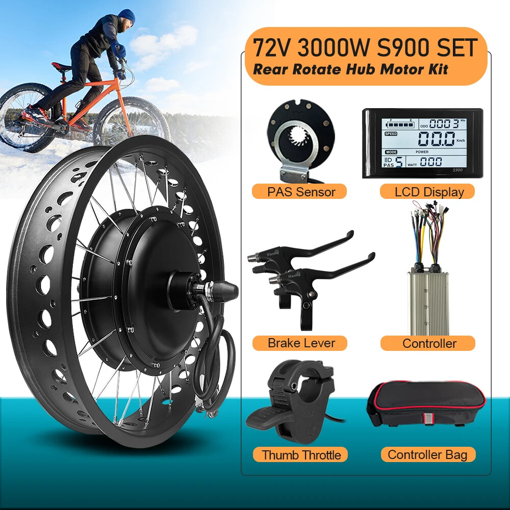 72V 3000W Snow Electric Bike 20 24 26inch 4.0 Tyre Fat Brushless Rear Hub Motor