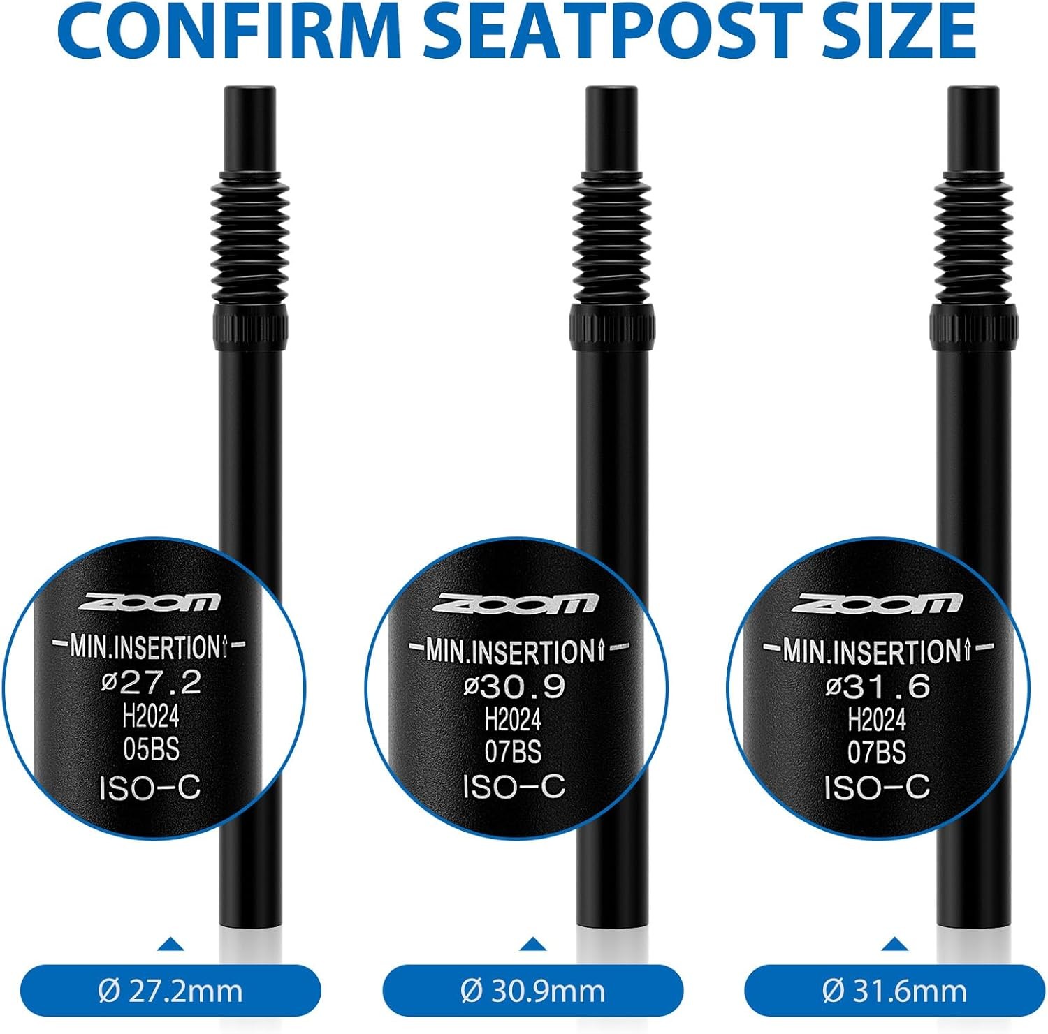 Zoom Bike Suspension Seatpost:27.2 / 30.9 / 31.6 X 350 Mm Shock 27.2 Mm