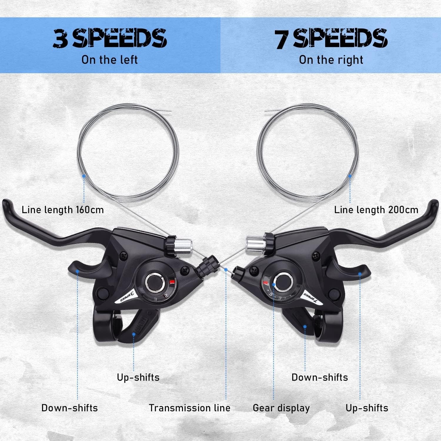 Ergonomic 3×7 21 Speed Brake Shifter Set with Shift Cable for Easy Install