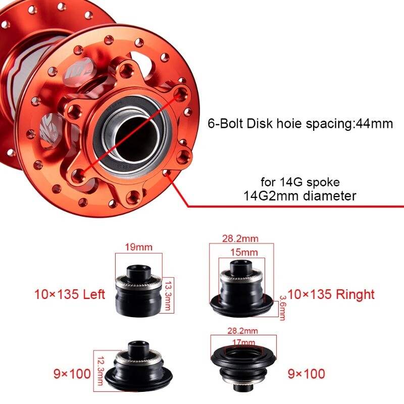 32H MTB Bicycle Disc Brake 6 Pawls 108 Clicks 4 Sealed Bearing Hubs XD HG QR