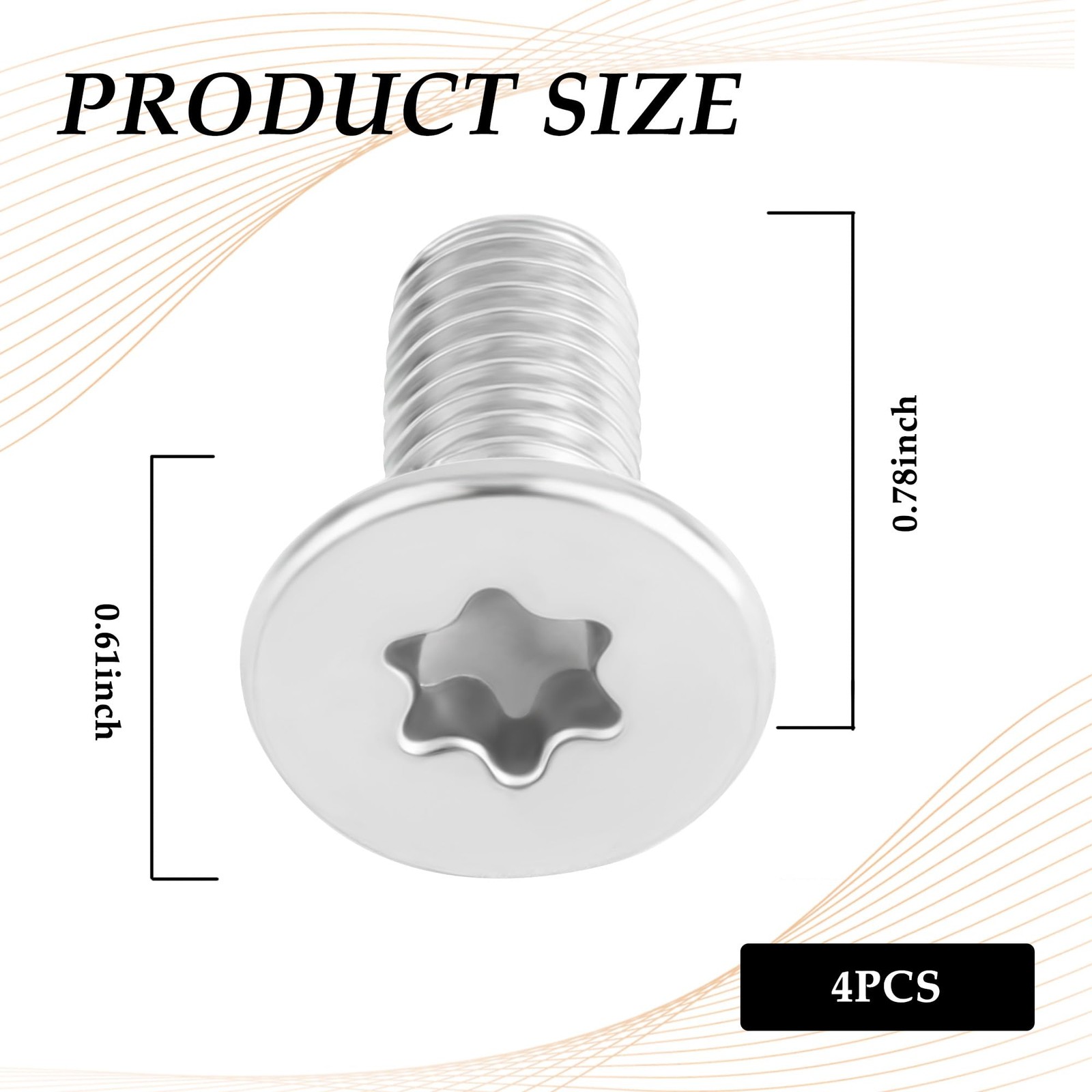 4PCS Brake Rotor Screw Replacement 0.76*0.61*0.30 inch,