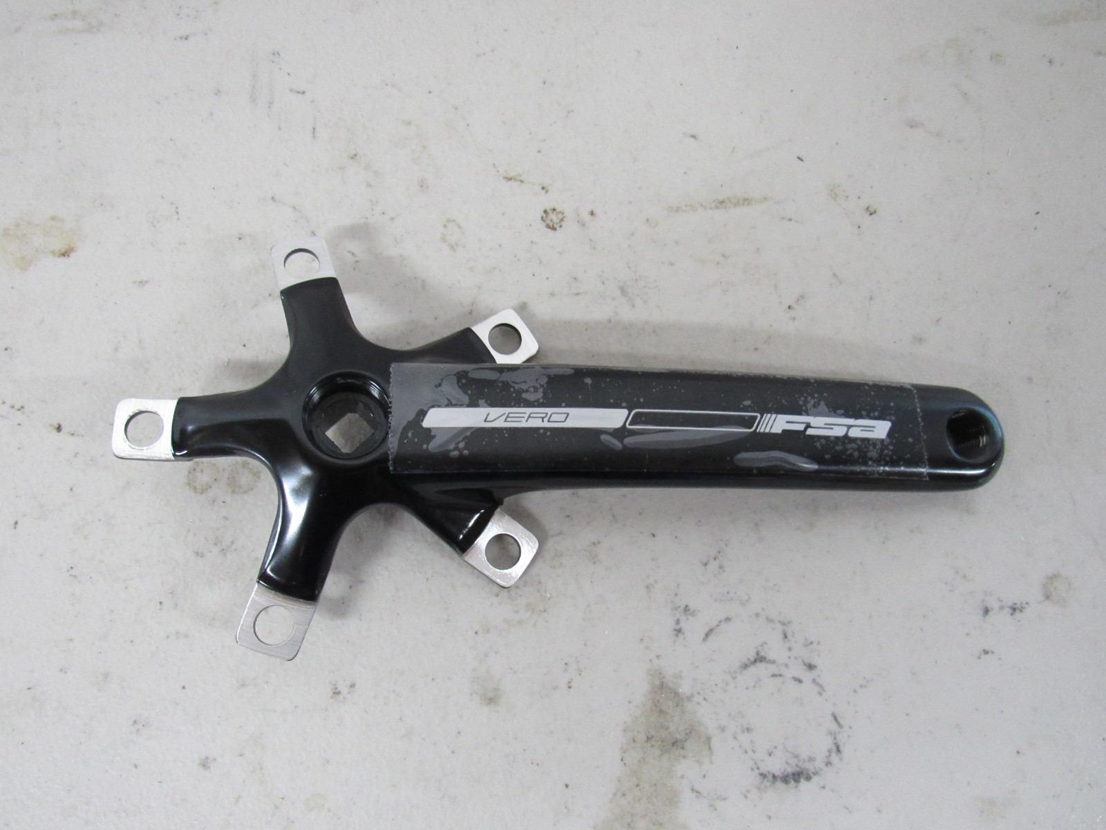 FSA VERO Double Right Crank Arm 175mm for Square Taper BB No Chainrings Black