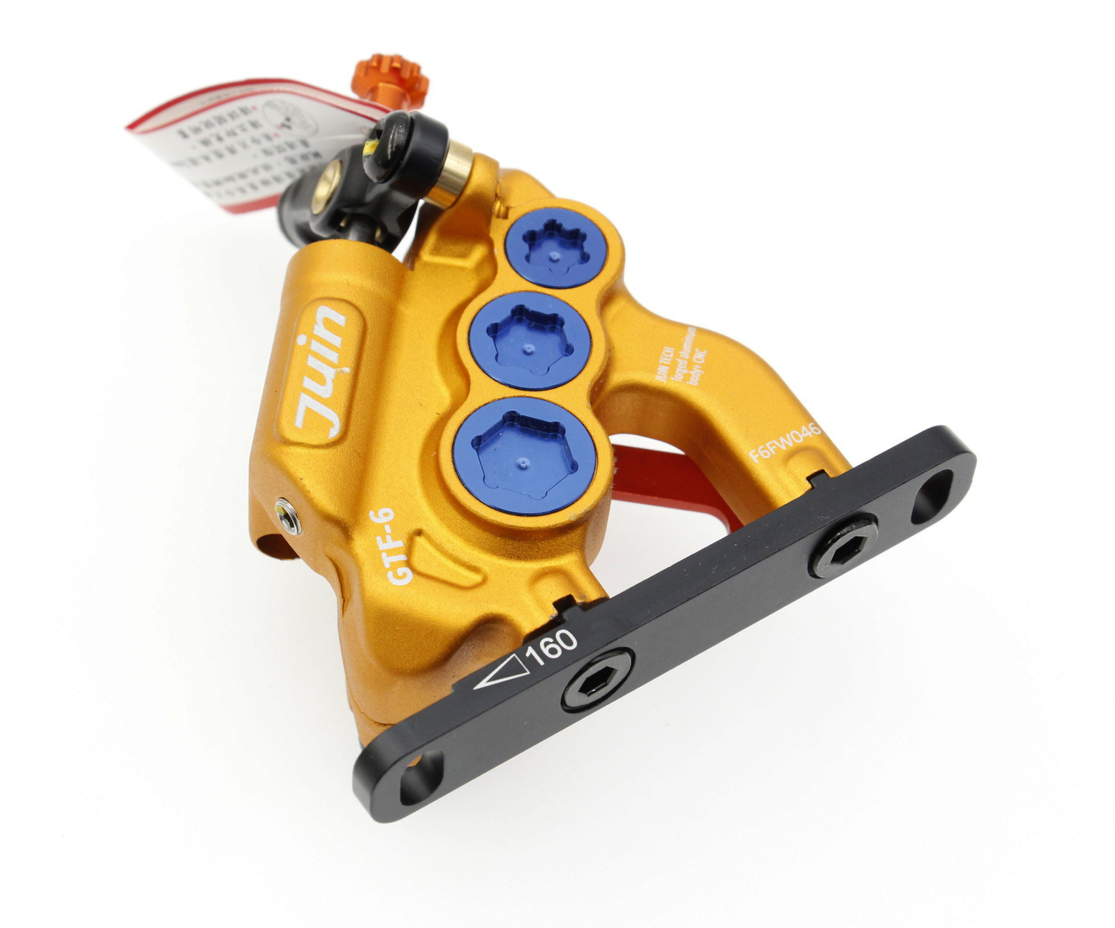 Juin Tech GTF6 Cyclocross Bike 6-Piston Hydraulic Brake Caliper Set Gold