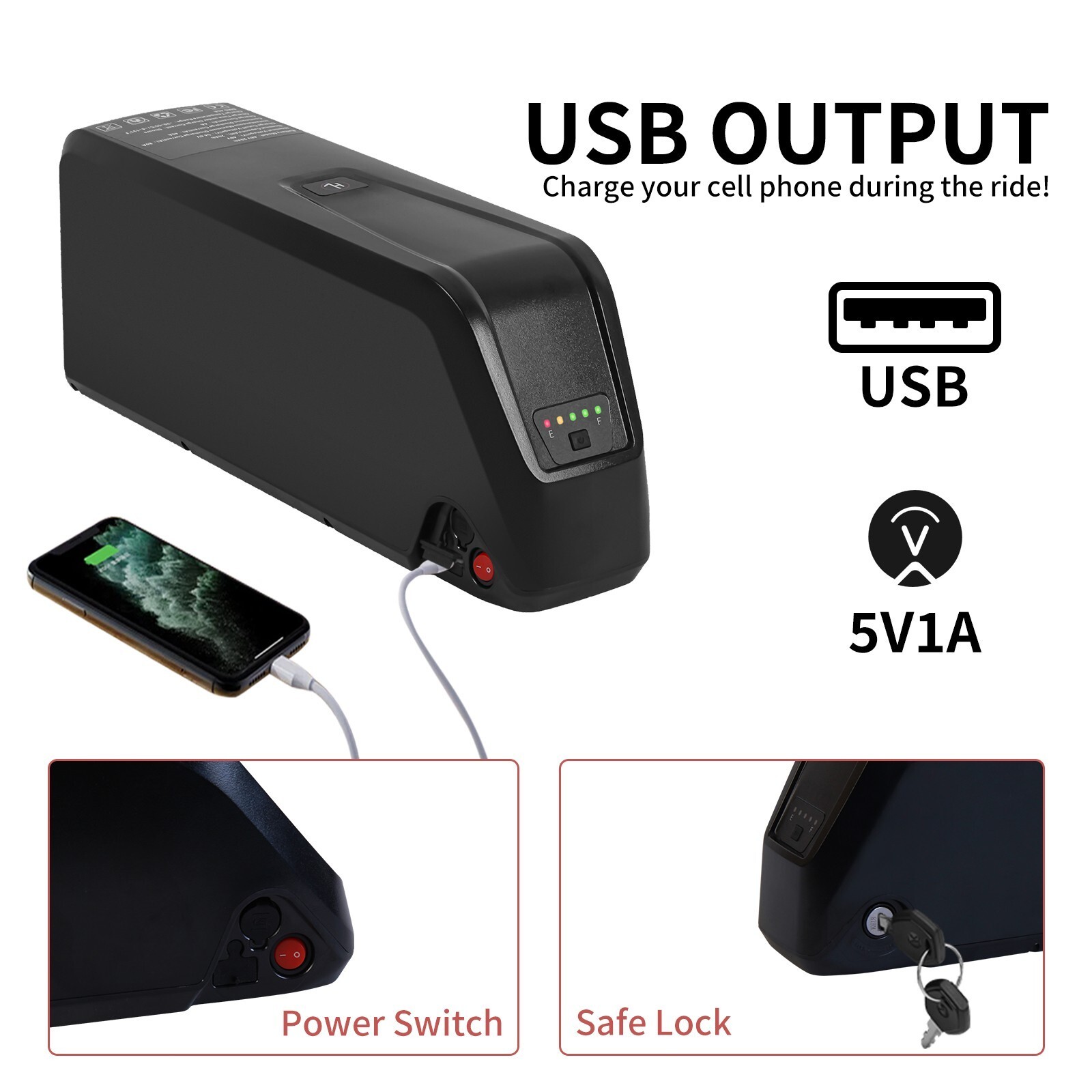48V 20Ah 5pin Ebike Battery Lithium Li-ion Battery 48V 40A BMS for 1800W Motor