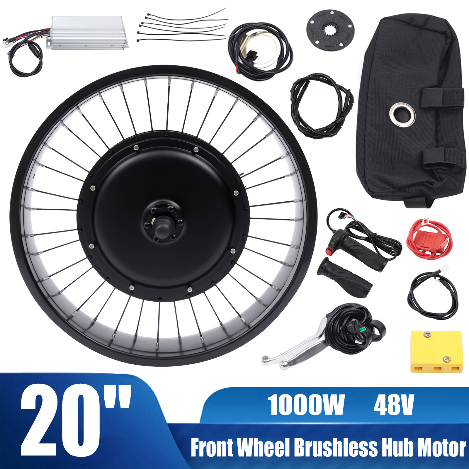 20″ 48V 1000W Electric Bicycle Hub Motor E-Bike Conversion Kit Front Wheel 20×4″