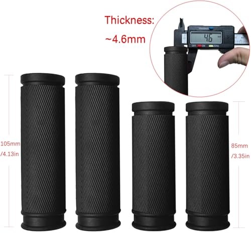 4Pcs Bike Handlebar Grips, 85mm 105mm TPR Rubber Short Grips Fit Twist Black