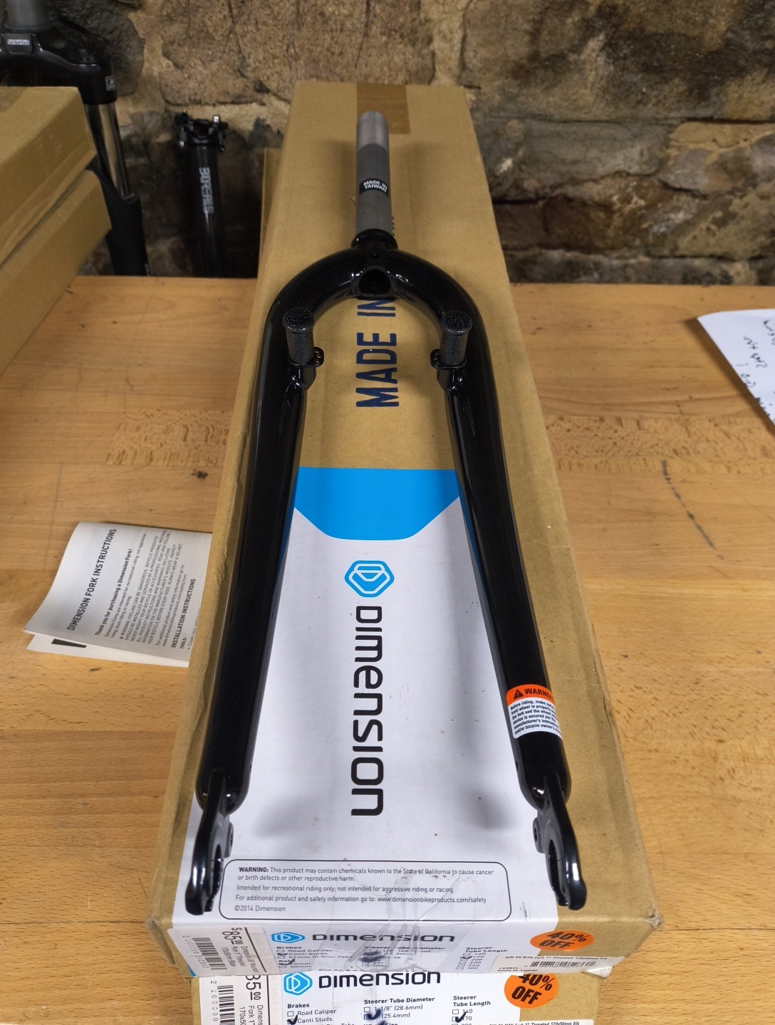 Dimension Mountain 26″ 170 mm steer Canti Studs; 45 mm Rake; 25.4 ORG.$85.00