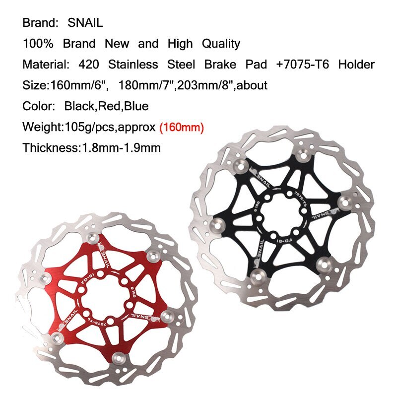 Bicycle Disc Brake Rotor MTB Bike Floating Rotors Heat Dissipation 160/180/203mm