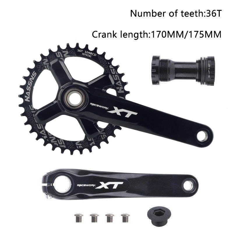 170/175mm 104BCD Crank Arms Mountain Bike Crankset Chainring 32/34/36/38/42/42T