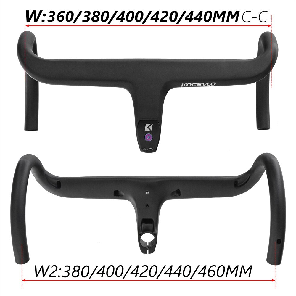 Bike Integrated Carbon Handlebar Road Bicycle Drop Bar 360-440mm with Spacers
