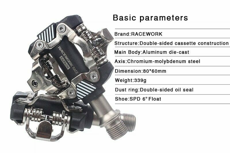 RACEWORK Bicycle Self-locking SPD Pedals Clipless Cleats Pedal Mtb Mountain Bike