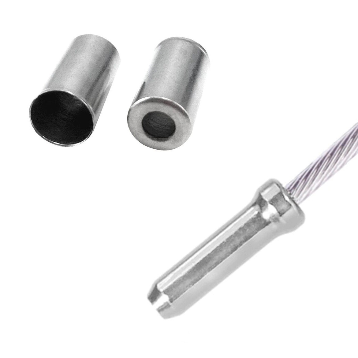 100x Cable End Cap Bike Brake Shifter Sleeve Crimps Ferrules Guide Aluminum 5mm
