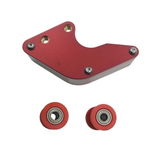 Motorcycle Aluminum Plastic Chain Guard Guide Protector+8M 10M Chain Red