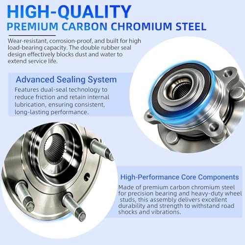 (2 Pack),Front Wheel Bearing and Hub Assembly,Precision Machined Steel 513275