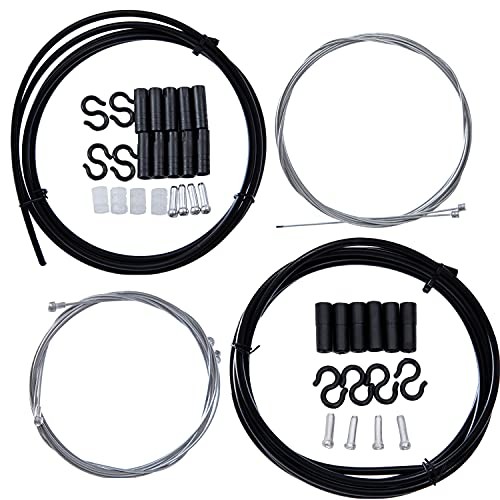 2-in-1 Universal Bike Brake & Shifter Cable Kit | High-Carbon Steel Black