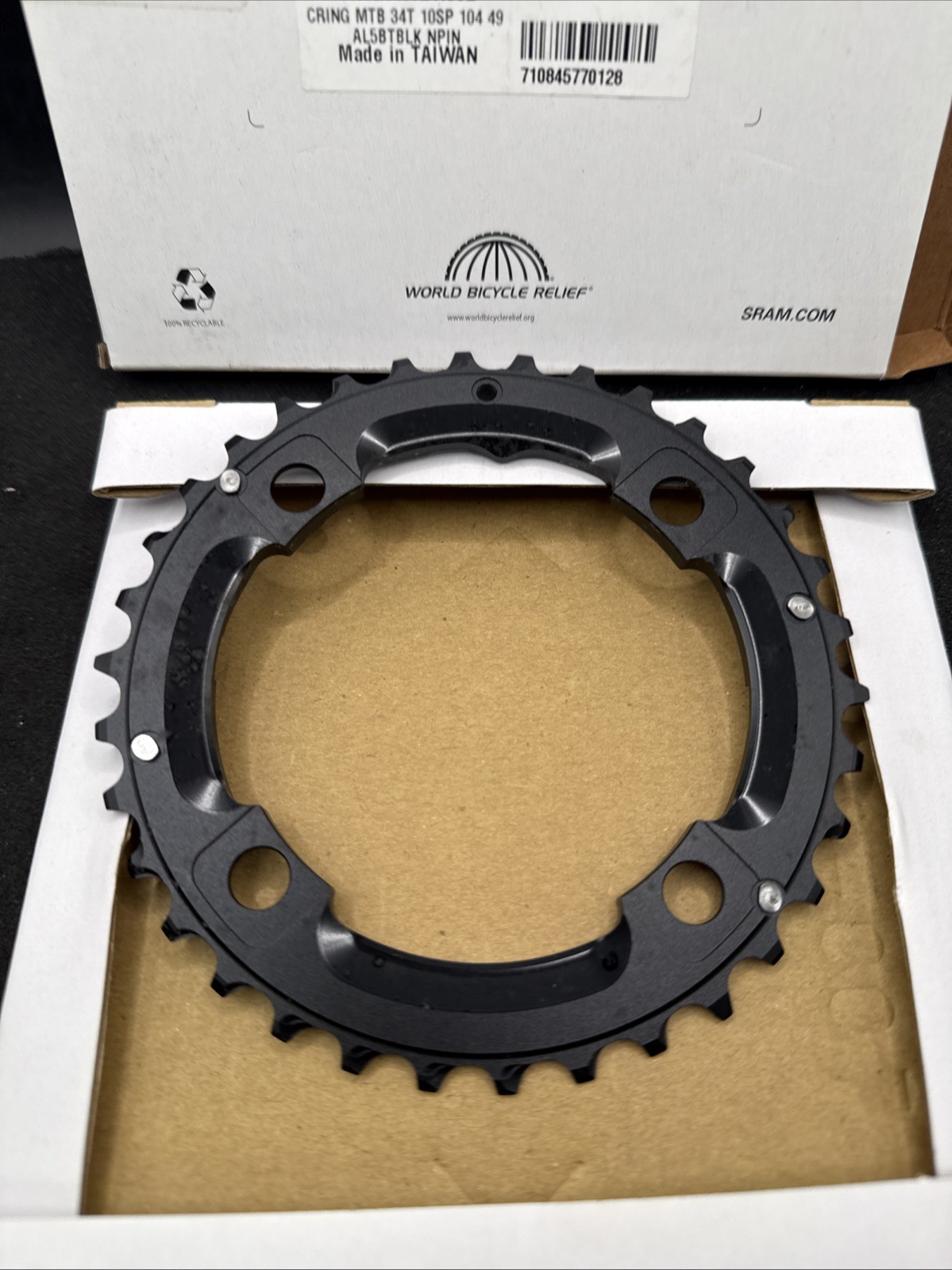 Sram 34 Tooth 10 Speed 104 Bcd Chainring No Pin (9479)-93)