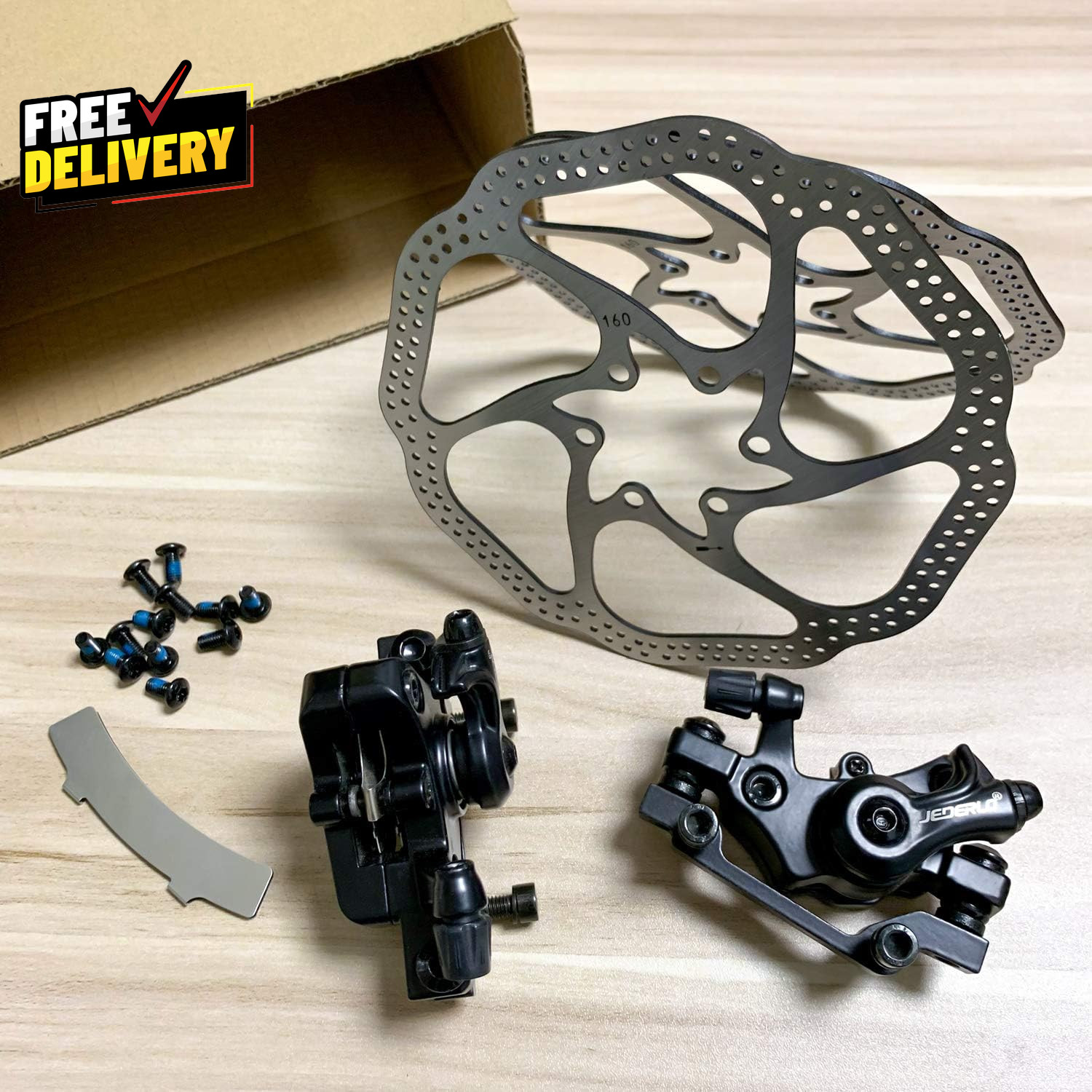 Bike Disc Brake Kit Including Front and Rear Caliper 160Mm Rotor Mechanic Tool..
