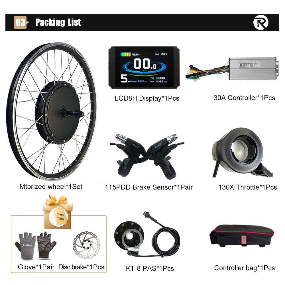 48V 1000W Electric Bicycle 20-29inch 700C Front Rear Hub Motor Wheel Kit