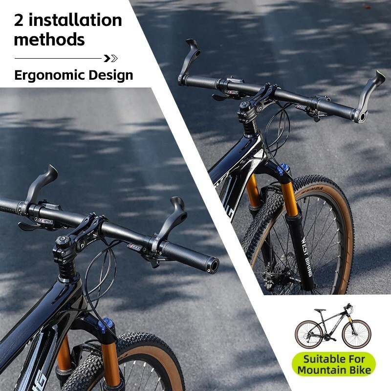 MTB Bike Handlebar Bar Ends Ergonomic Extended Bicycle Bar Ends Black a Pair