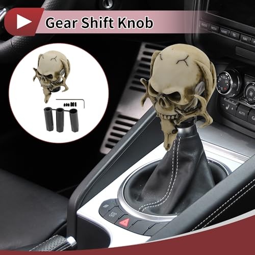 10cm Skull Shift Knob Universal Gear Shifter Knob Resin Stick Shifter Beige