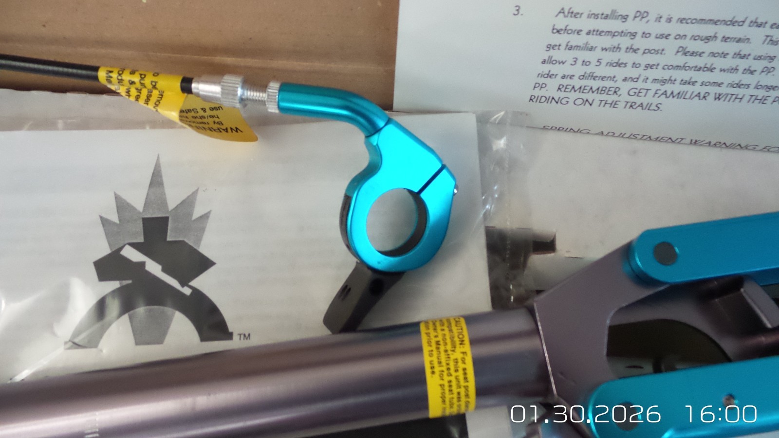 Power Post Max Dropper Seatpost 4 Position Anodized Blue Turquoise 27.2mm