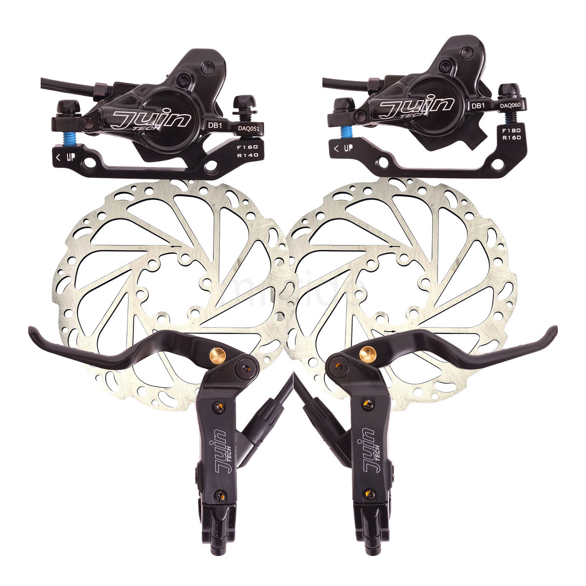 Black Juin Tech DB1 Hydraulic Disc Brake Set Front Rear MTB bike 160mm Rotors