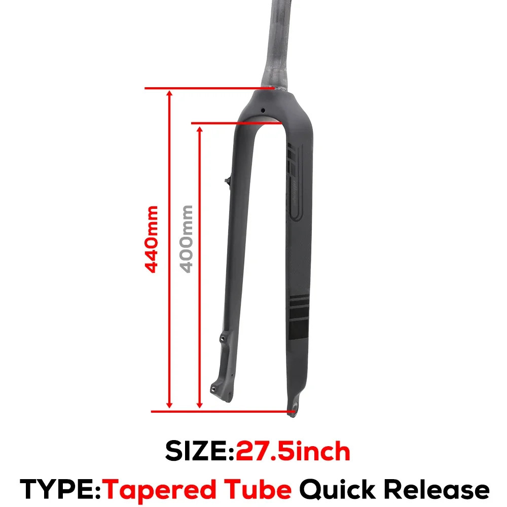 Full Carbon MTB Rigid Fork 26 27.5 29er Straight Tapered Tube 15*100mm Thru Axle