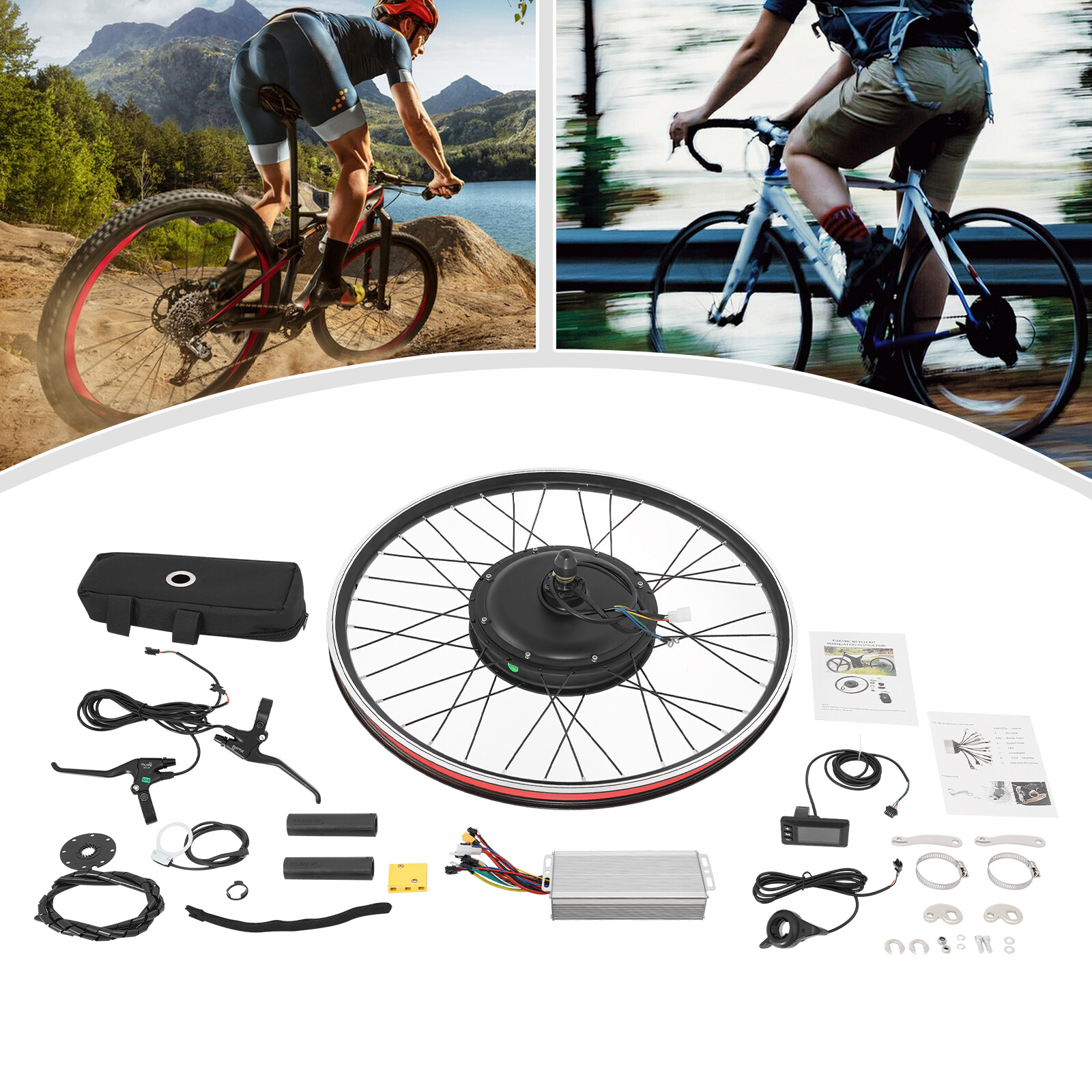 48V 2000W E-Bike Conversion Kit Rear Wheel 27.5 Inch LCD Display 330LBS 43.5MPH