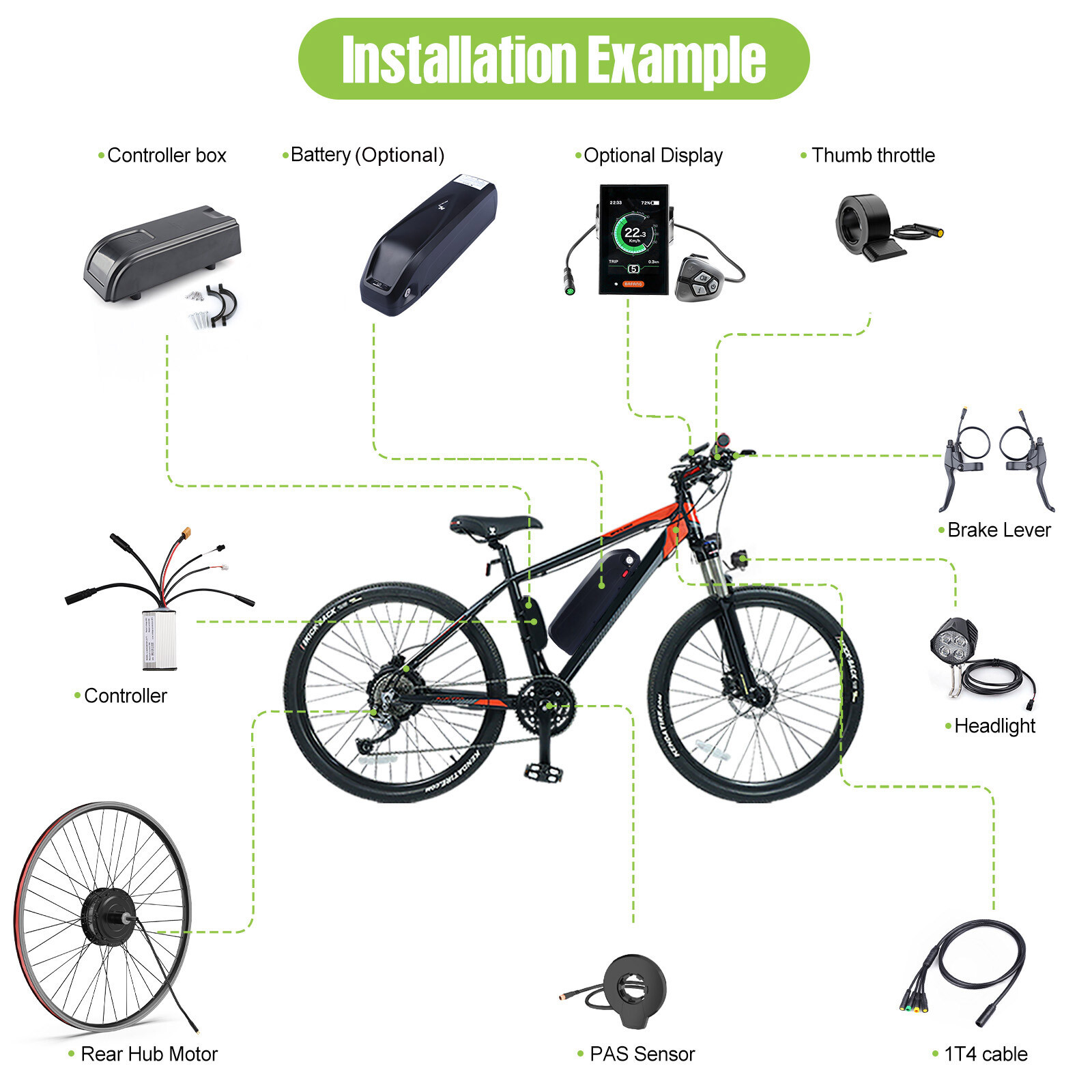 Bafang 48V500W135mm Electric Bicycle Hub Motor Rear Wheel for Cassette Kit USA