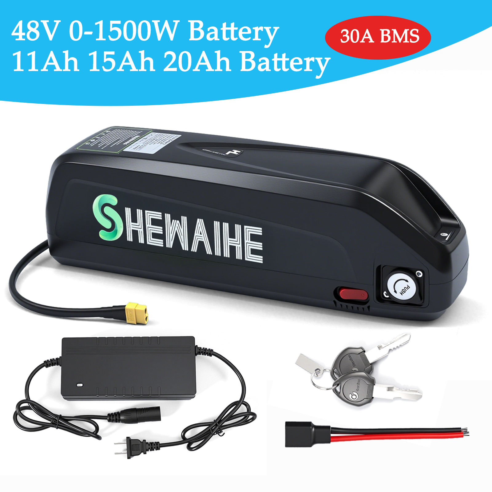 48Volt 11Ah 15Ah 20Ah Lithium Battery, 48 V Battery Built-in 30A BMS