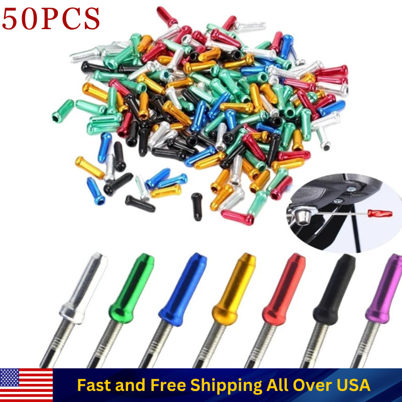 New 50 Pcs Aluminum Bike Bicycle Shifter Brake Cable Tips Caps Ends Crimps