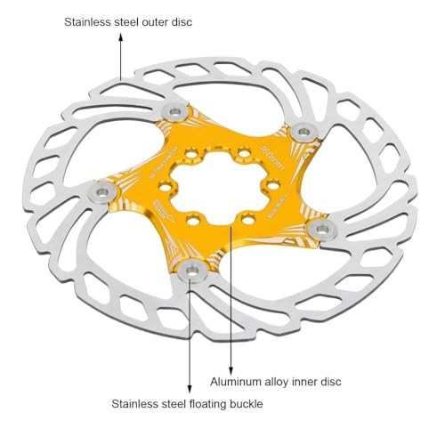 160mm Floating Bike Disc Brake Rotors – Stainless Steel & Aluminum Alloy Gold