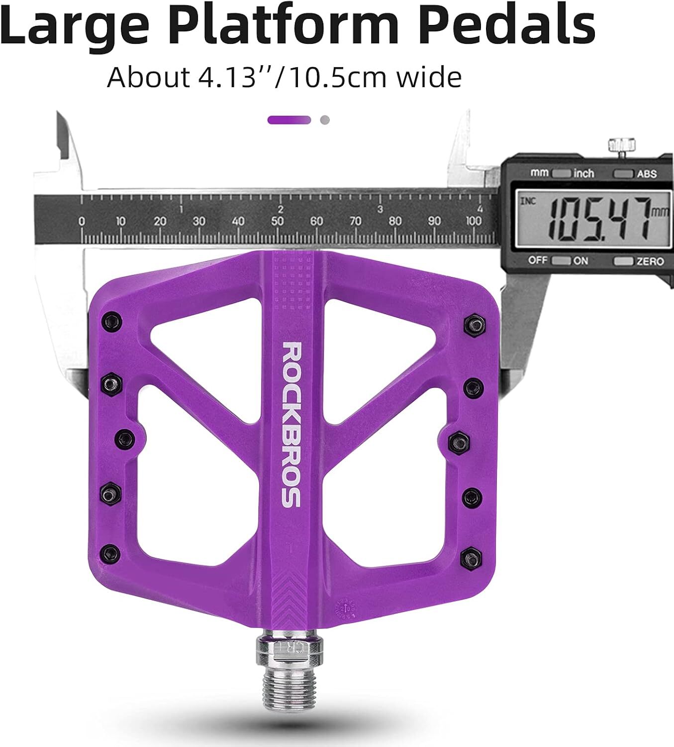 ROCKBROS Bike Pedals Lightweight Nylon 9/16″ DU Bearing Platform Pedals Perple