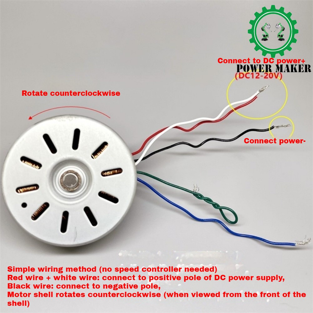 Brushless Motor with 9cm DC12-20V Speed Regulation Forward and Reverse Rotation
