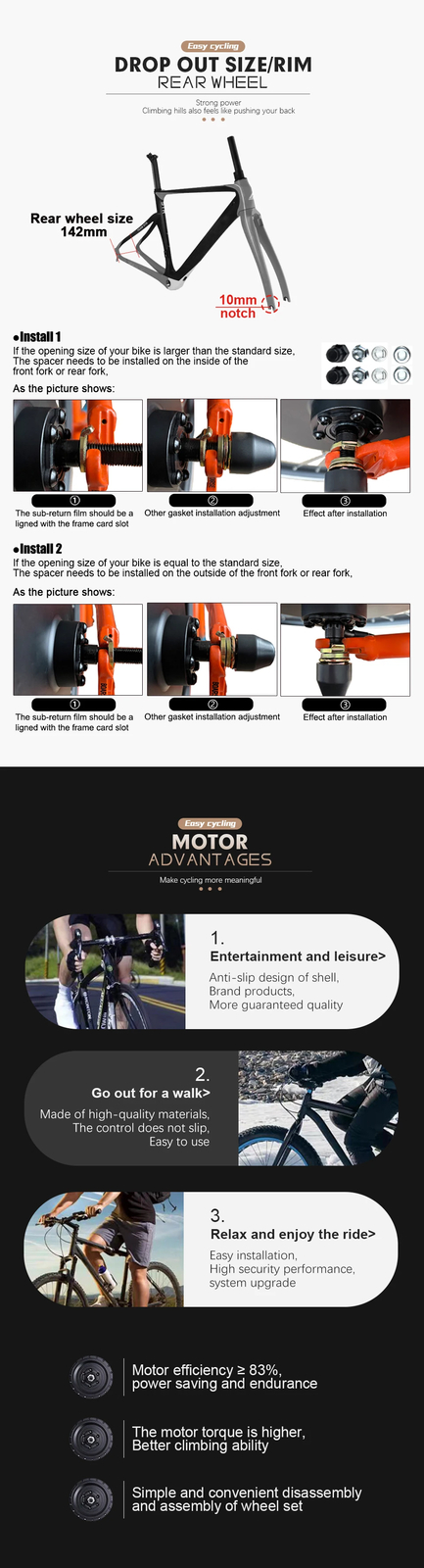 48V 750W Mountain E-bicycle High Speed Rear Brushless Gear Hub Motor Wheel Drive