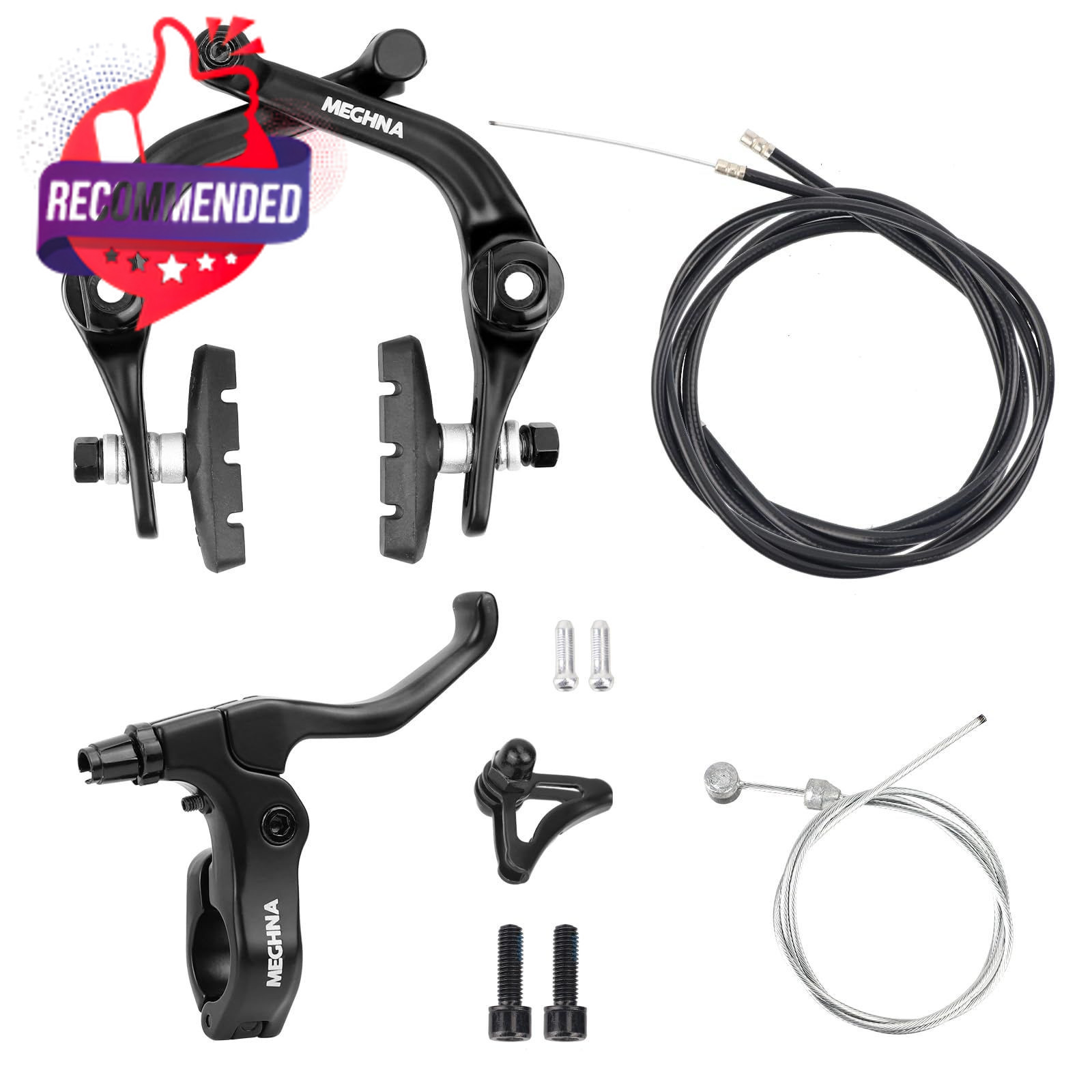 Bike Brake Set Rear U Aluminum Alloy Right Black 3-Piece Lightweight