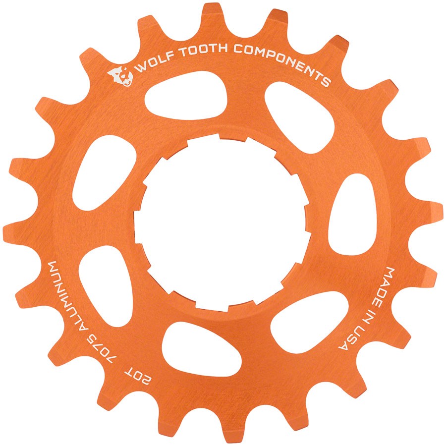 Wolf Tooth Single Speed Aluminum Cog – 20t, Compatible with 3/32″ Chains, Orange