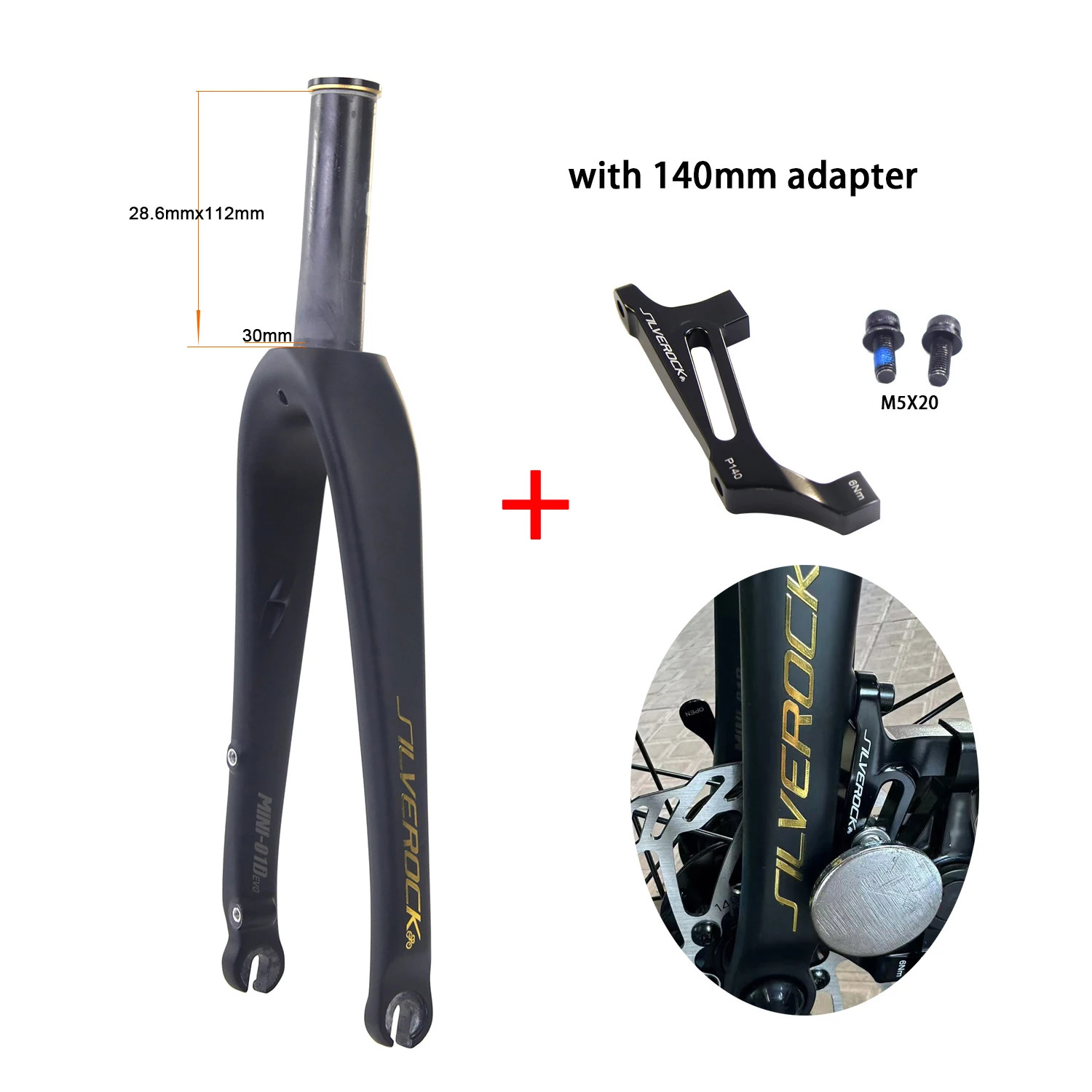 Carbon Fork 16in 349 18in 355 Caliper Disc Brake 100mm 28.6mm for Folding Bike