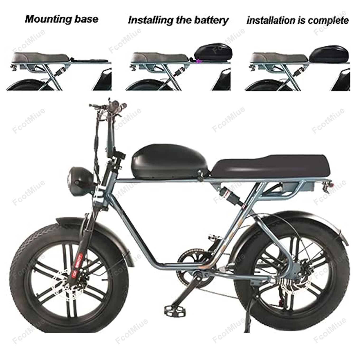 52V 30Ah Fuel Tank Ebike 21700 Lithium Battery w/ Charger for Electric Bicycle
