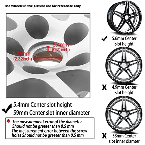 4Pcs 63mm(2.48inch) Wheel Center Caps for 63mm Outer, 59mm Inner, Silver Silver