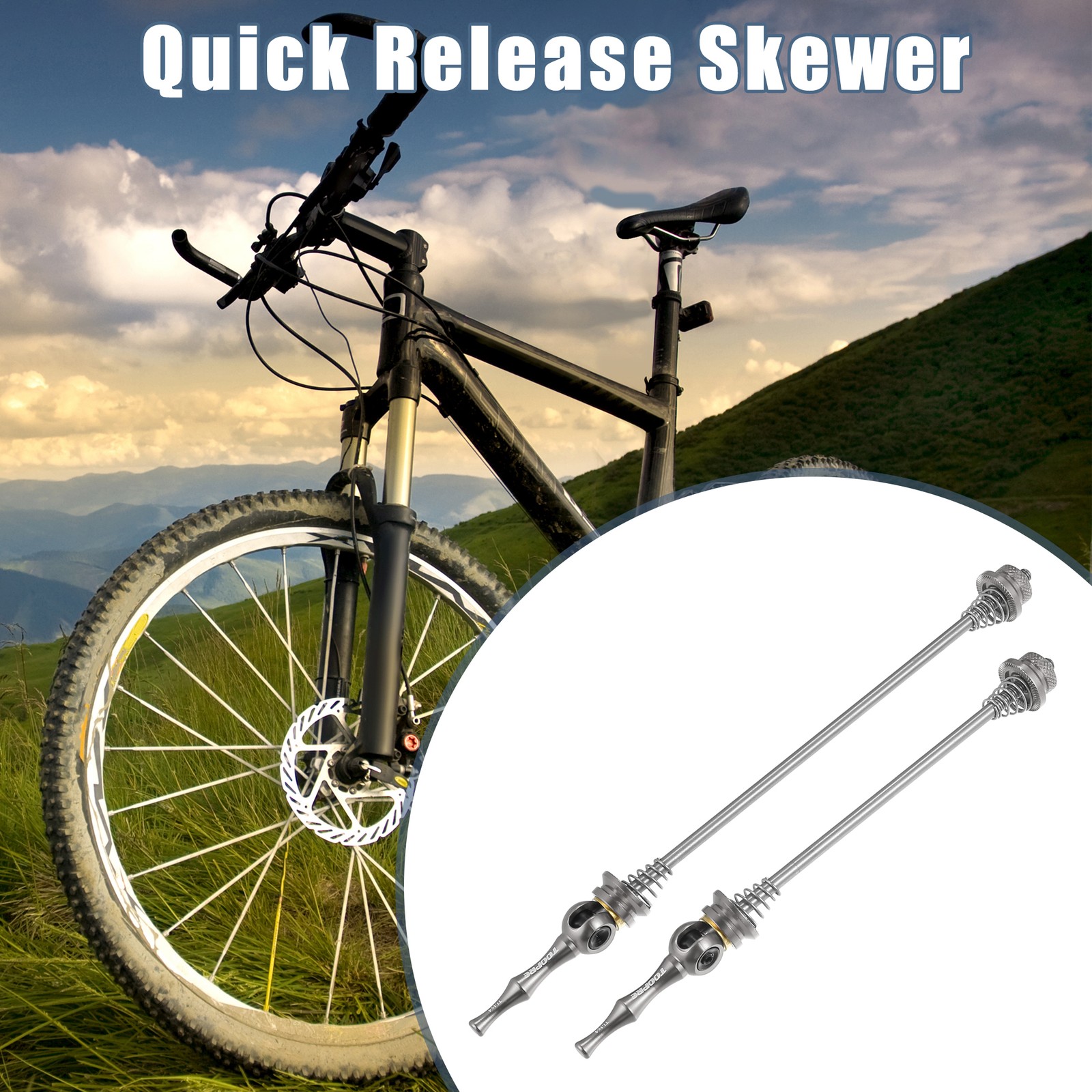 Pair Front Rear Quick Release Axles Skewer for Bike 140mm 180mm Titanium Tone