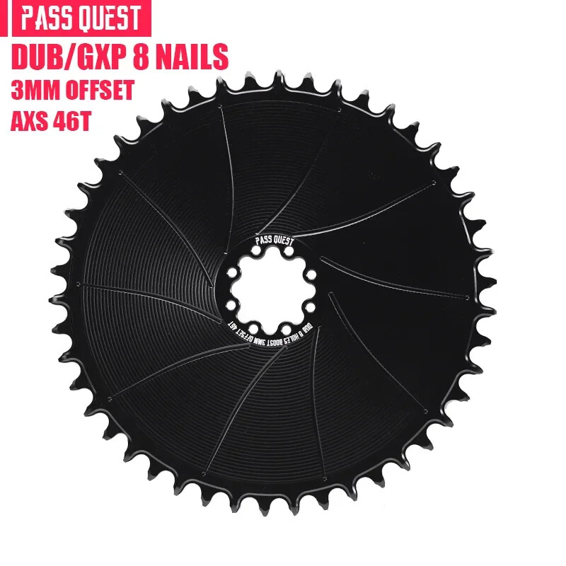 PASS QUEST Bicycle Chainring 3mm Offset Direct Mount For FORCE 8-Bolt AXS38T-54T